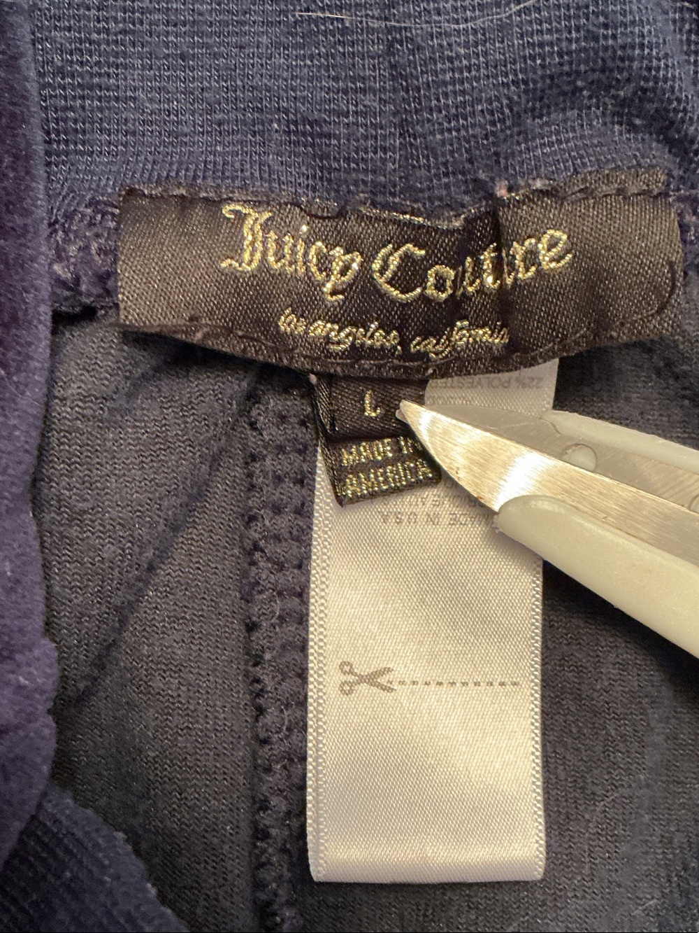 Vintage Y2K Juicy Couture Navy Velour Zip Hoodie Joggers Tracksuit Sz L fits S - Picture 4 of 14